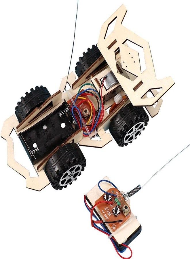 ريس 52 طقم سيارة سباق خشبية لاسلكية تعمل بجهاز تحكم عن بعد F4، طقم تجارب علمية، طقم تجارب علمية مناسب للشباب، طقم سيارة نموذجية لمشروع روبوتي STEM للبناء - Image 1